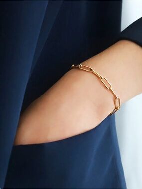 Gold Paperclip Link Bracelet - Summer Vibes
